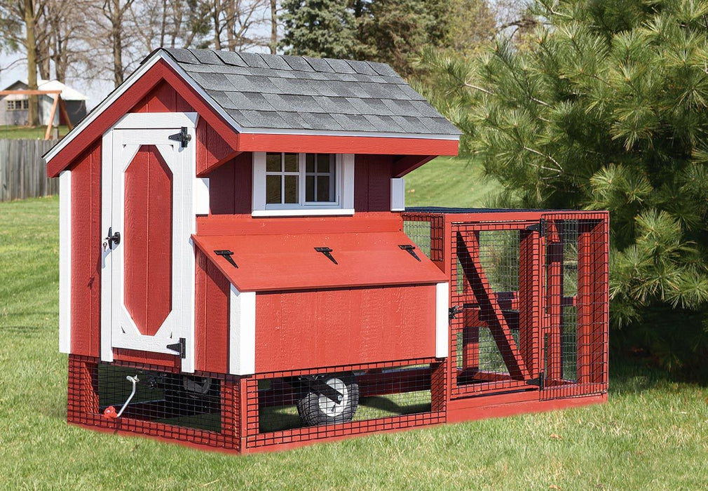 Amish Tractor Style 4W x 4L Quaker Chicken Coop with Run