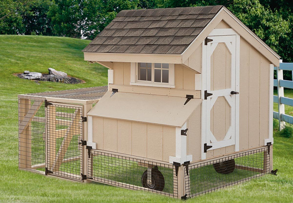 Amish Tractor Style 4W x 4L Quaker Chicken Coop with Run