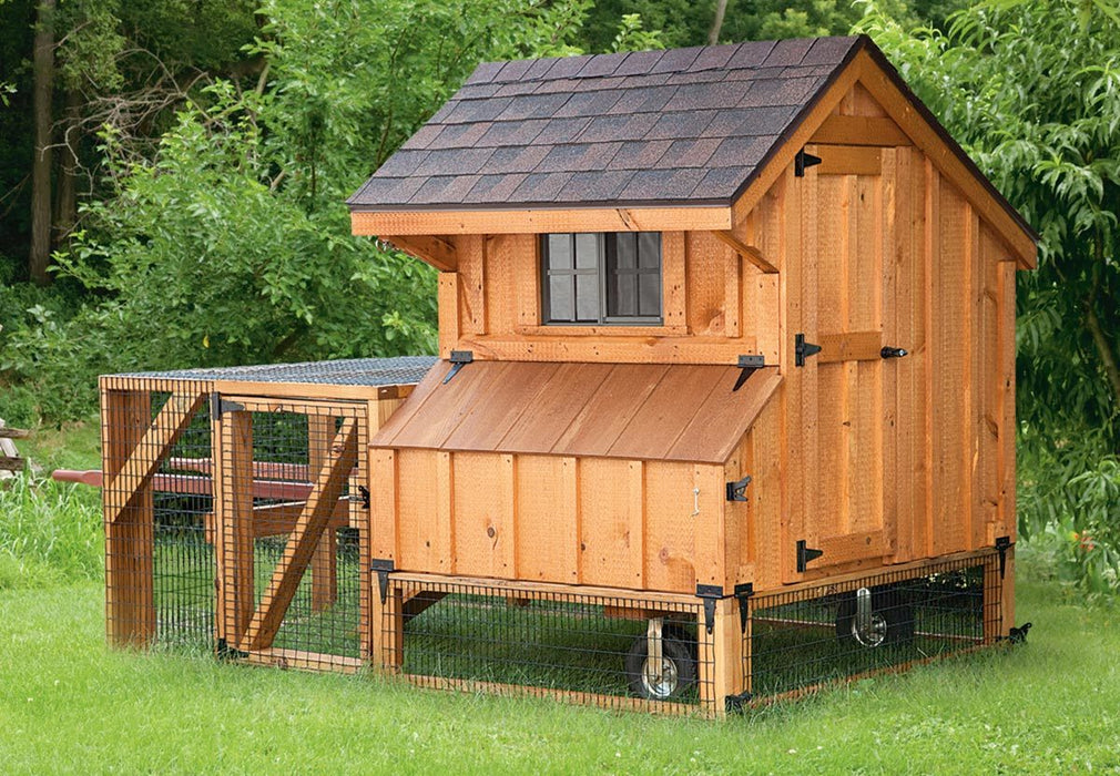 Amish Tractor Style 4W x 4L Quaker Chicken Coop with Run