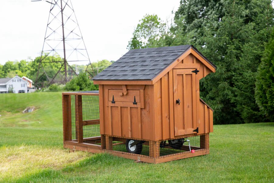 Amish Built 3×4 Tractor Chicken Coop with Cedar Stain - The Henhouse Collection - Pet Houses Direct