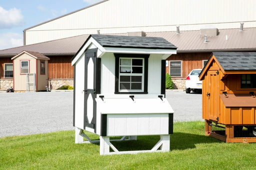 Amish Built 4×4 Quaker Chicken Coop – White/Black - The Henhouse Collection - Pet Houses Direct