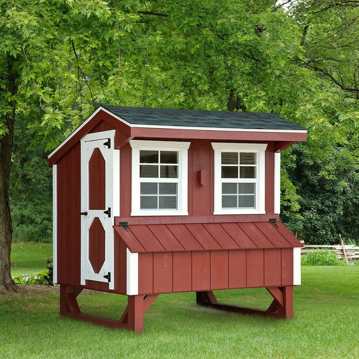 Amish Built 4×6 Quaker Chicken Coop – Red/White - The Henhouse Collection - Pet Houses Direct