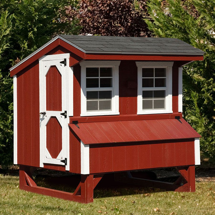 Amish Built 4×6 Quaker Chicken Coop – Red/White - The Henhouse Collection - Pet Houses Direct