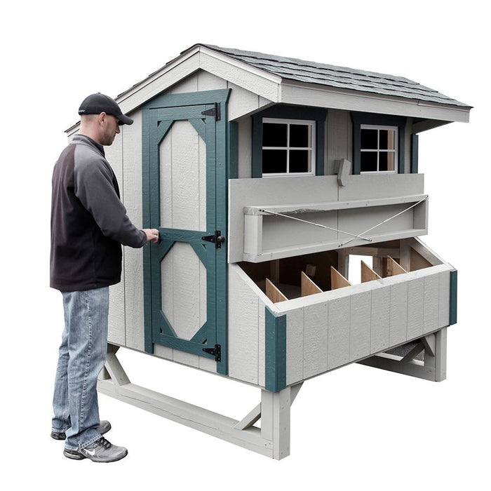 Amish Built 4W x 6L Quaker Chicken Coop with Run and Wheel Kit - The Henhouse Collection - Pet Houses Direct