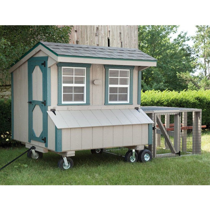 Amish Built 4W x 6L Quaker Chicken Coop with Run and Wheel Kit - The Henhouse Collection - Pet Houses Direct