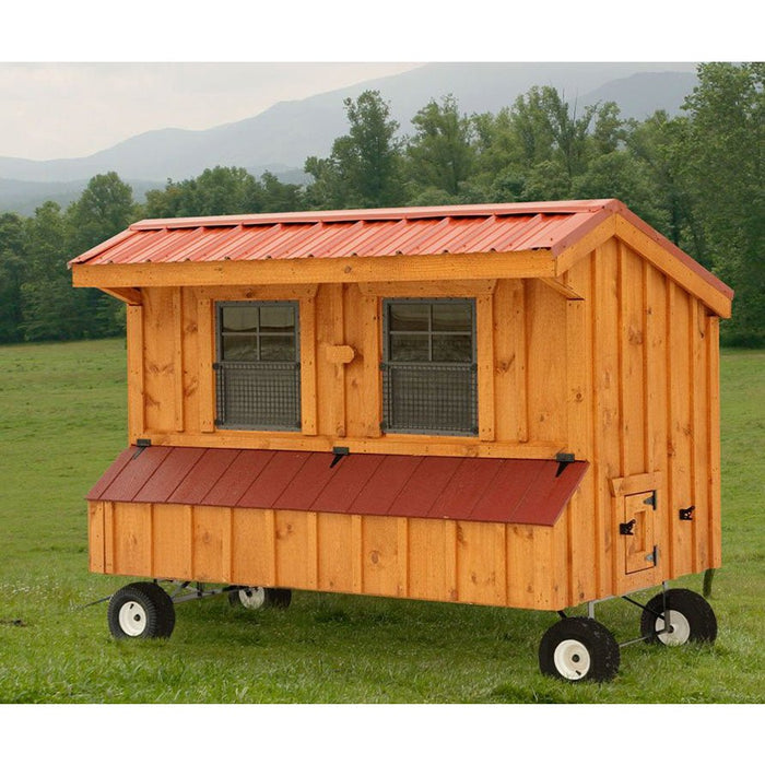 Amish Built 4W x 8L Luxury Quaker Chicken Coop with Wheels - The Henhouse Collection - Pet Houses Direct