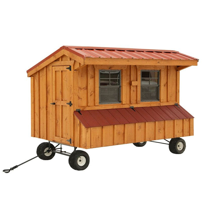 Amish Built 4W x 8L Luxury Quaker Chicken Coop with Wheels - The Henhouse Collection - Pet Houses Direct