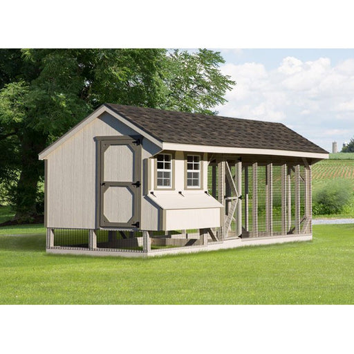 Amish Built 7W x 20L Combination Quaker Chicken Coop w/ Attached Run - The Henhouse Collection - Pet Houses Direct