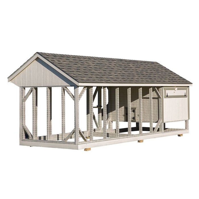 Amish Built 7W x 20L Combination Quaker Chicken Coop w/ Attached Run - The Henhouse Collection - Pet Houses Direct