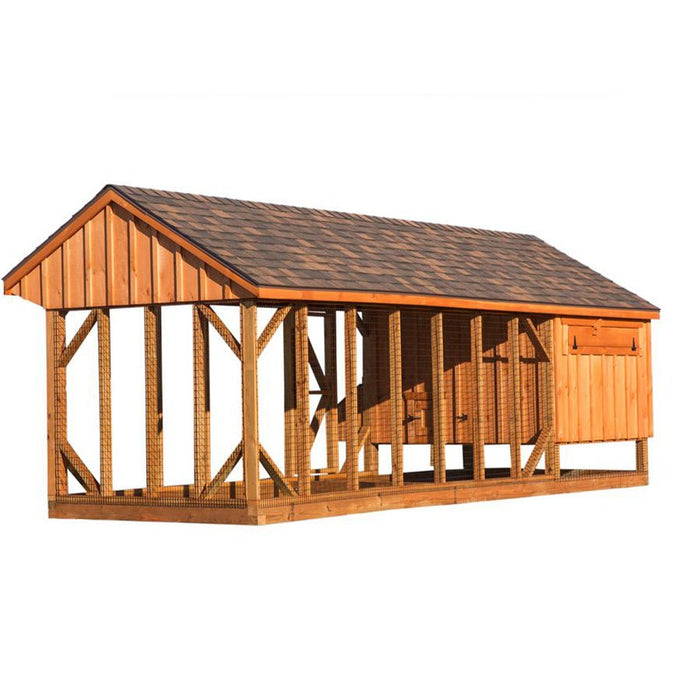 Amish Built 7W x 20L Combination Quaker Chicken Coop w/ Attached Run - The Henhouse Collection - Pet Houses Direct