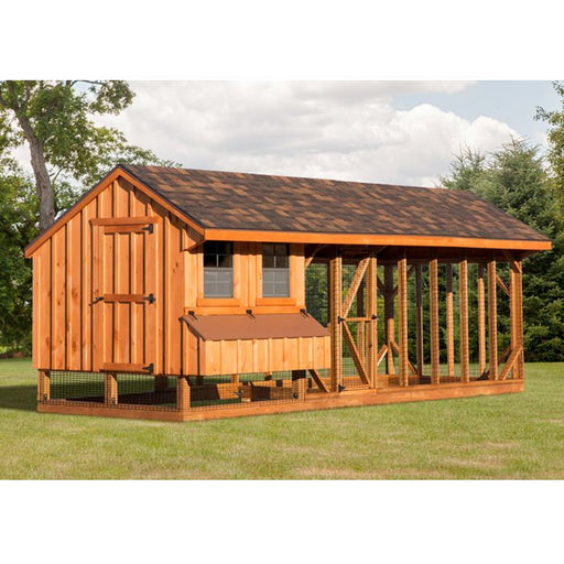 Amish Built 7W x 20L Combination Quaker Chicken Coop w/ Attached Run - The Henhouse Collection - Pet Houses Direct