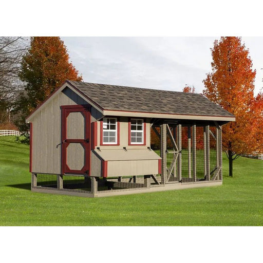 Amish Built 7W x 28L Combination Quaker Chicken Coop w/ Attached Run - The Henhouse Collection - Pet Houses Direct