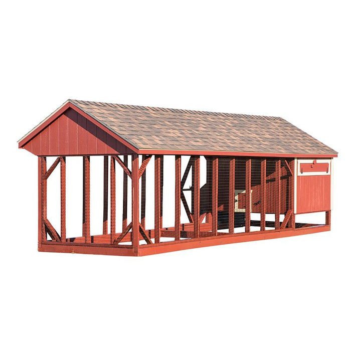 Amish Built 7W x 28L Combination Quaker Chicken Coop w/ Attached Run - The Henhouse Collection - Pet Houses Direct