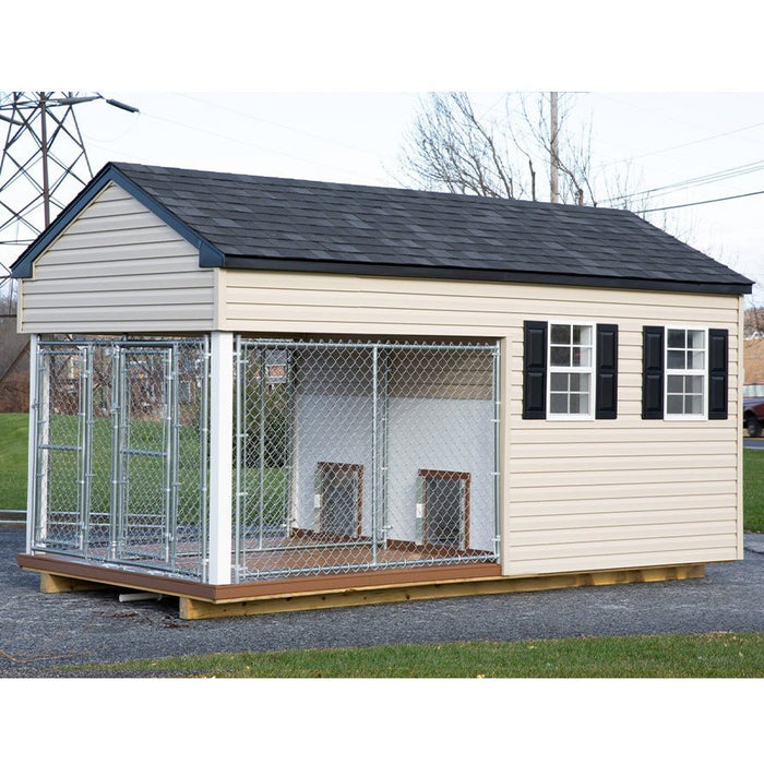 Amish Built 8 x 16 Outdoor Dog Kennel - The Dog Kennel Collection - Pet Houses Direct