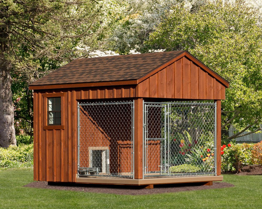 Amish Built 8x10 Outdoor Dog Kennel Fully Assembled - The Henhouse Collection - Pet Houses Direct