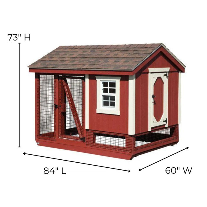 Amish Built Combination Chicken Coop w/ Attached Run 5' x 7' - The Henhouse Collection - Pet Houses Direct