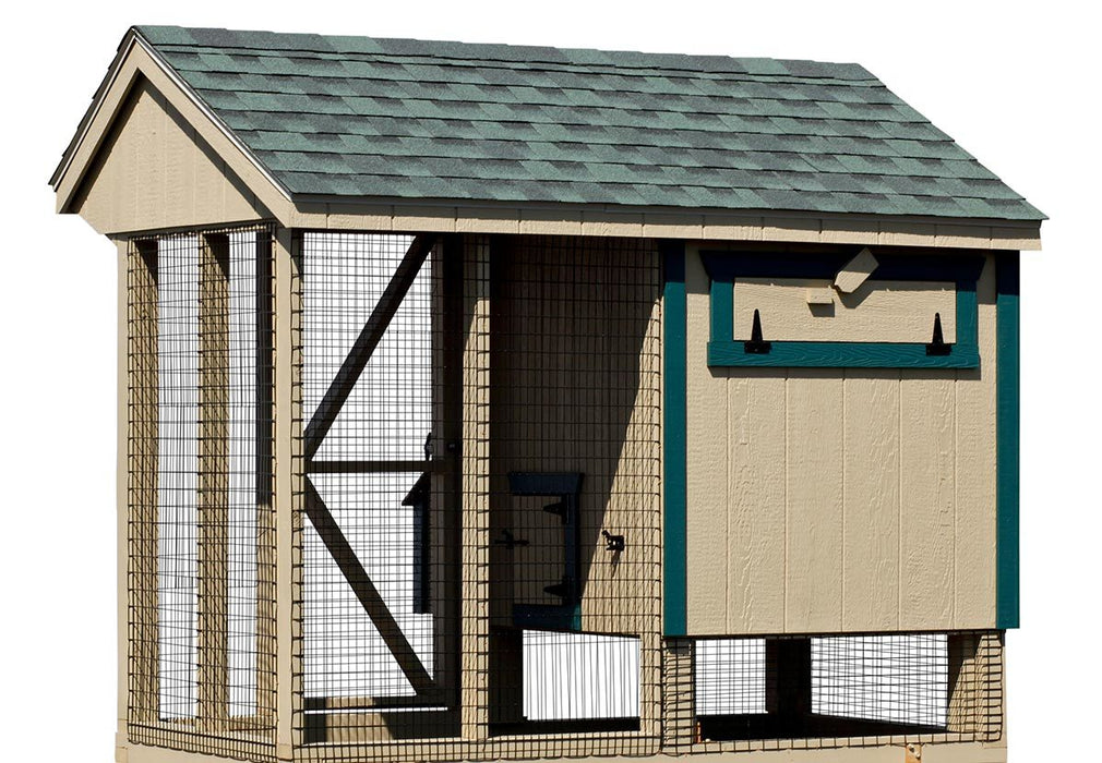 Amish Built Combination Quaker Chicken Coop w/ Attached Run 4' x 8' - The Henhouse Collection - Pet Houses Direct