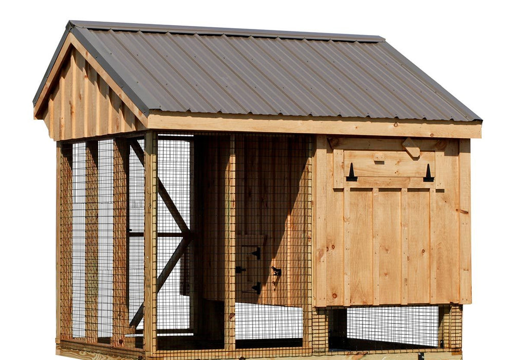 Amish Built Combination Quaker Chicken Coop w/ Attached Run 4' x 8' - The Henhouse Collection - Pet Houses Direct