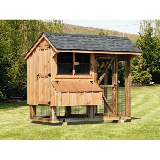 Amish Built Combination Quaker Chicken Coop w/ Attached Run 4' x 8' - The Henhouse Collection - Pet Houses Direct