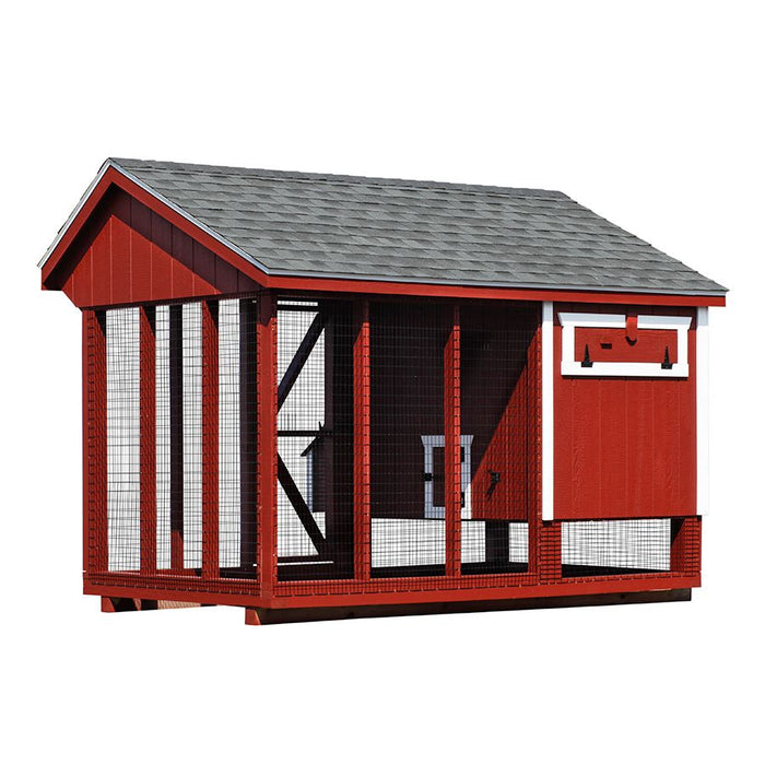 Amish Built Combination Quaker Chicken Coop w/ Attached Run 6'×10' - The Henhouse Collection - Pet Houses Direct