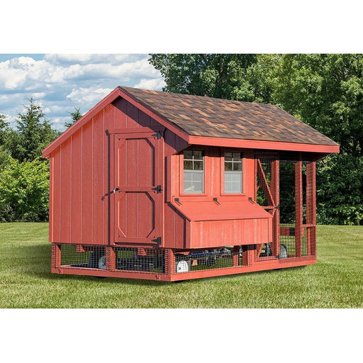 Amish Built Combination Quaker Chicken Coop w/ Attached Run 7'W x 12'L - The Henhouse Collection - Pet Houses Direct