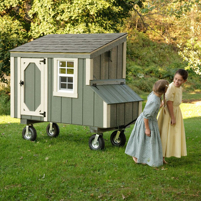 Amish Built Luxury 3W x 5L Lean - to Chicken Coop with Wheels - The Henhouse Collection - Pet Houses Direct