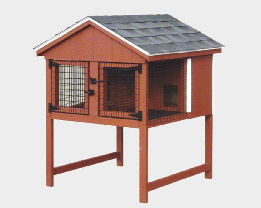 Amish Made Double Rabbit Hutch 4x4 ft with Duratemp Siding - The Henhouse Collection - Pet Houses Direct