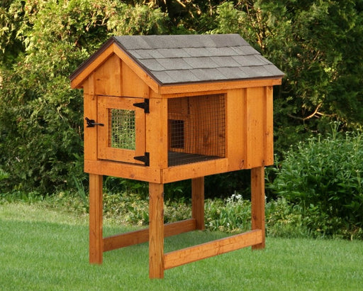 Amish Made Single 4x2 ft Rabbit Hutch with Board and Batten Siding - The Henhouse Collection - Pet Houses Direct