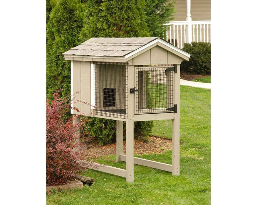 Amish Made Single 4x2 ft Rabbit Hutch with Board and Batten Siding - The Henhouse Collection - Pet Houses Direct