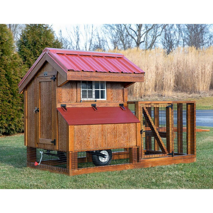 Amish Tractor Style 4W x 4L Quaker Chicken Coop with Run - The Henhouse Collection - Pet Houses Direct