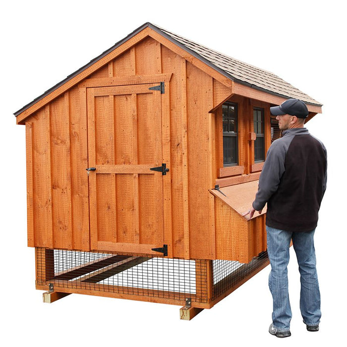 Amish Built 6×12 Combination Quaker Chicken Coop – Lt Gray/Black